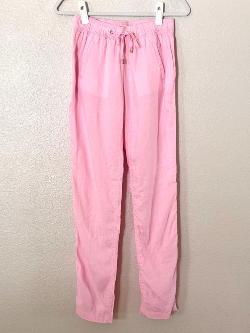 Lilly Pulitzer NWOT XXS Taron Pale Pink Drawstring Elastic Linen Pants